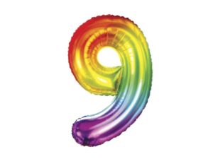 Balon foliowy „cyfra 9”, tęczowa, 100 cm
