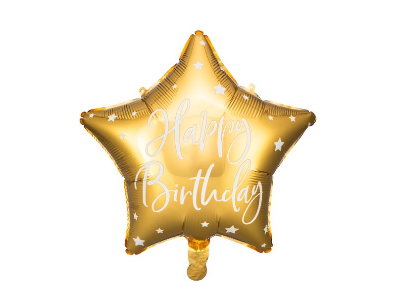 Balon foliowy "Happy Birthday", złoty, 40 cm