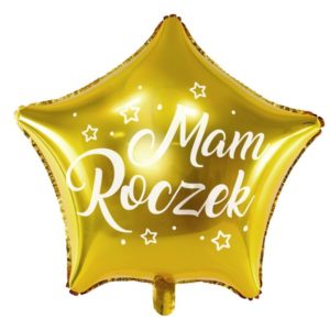 Balon foliowy "Gwiazdka - Mam Roczek", złoty, 45 cm (18 cali)