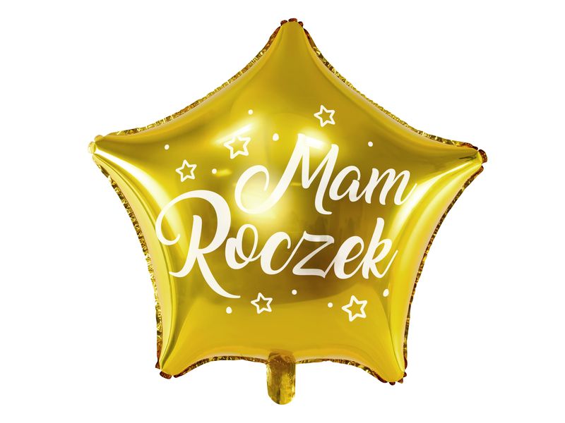 Balon foliowy "Gwiazdka - Mam Roczek", złoty, 45 cm (18 cali)