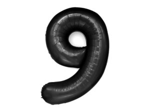 Balon foliowy "cyfra 9", czarna, 100 cm