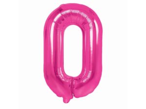 Balon foliowy "cyfra 0", ciemno różowa, 100 cm