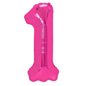 Balon foliowy "cyfra 1", ciemno różowa, 100 cm