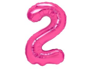 Balon foliowy "cyfra 2", ciemno różowa, 100 cm