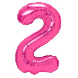 Balon foliowy "cyfra 2", ciemno różowa, 100 cm