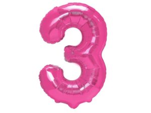 Balon foliowy "cyfra 3", ciemno różowa, 100 cm