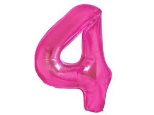 Balon foliowy "cyfra 4", ciemno różowa, 100 cm
