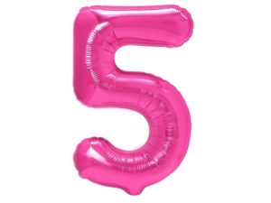 Balon foliowy "cyfra 5", ciemno różowa, 100 cm