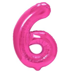 Balon foliowy "cyfra 6", ciemno różowa, 100 cm