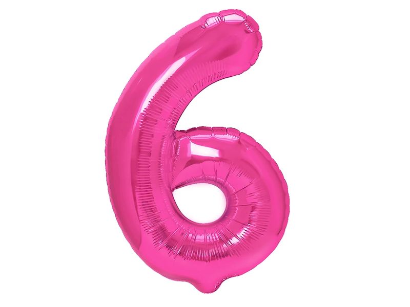 Balon foliowy "cyfra 6", ciemno różowa, 100 cm
