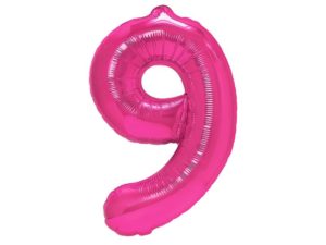 Balon foliowy "cyfra 9", ciemno różowa, 100 cm