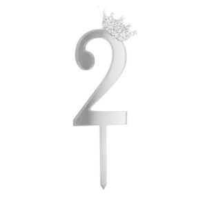 Topper na tort cyfra "2", srebrna