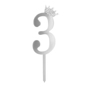 Topper na tort cyfra "3", srebrna