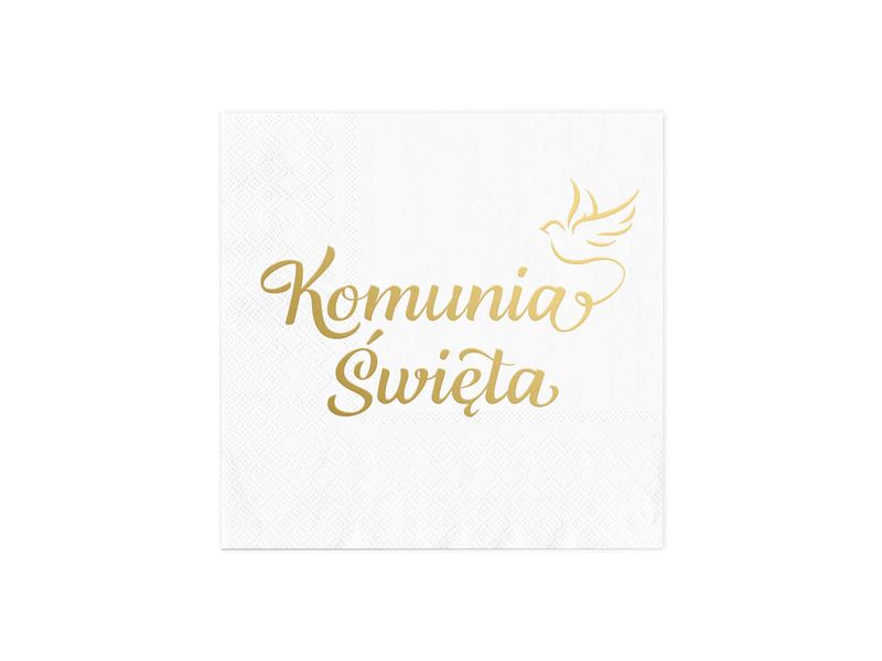 Serwetki, Komunia Święta, Gołąbek, białe, 33 cm x 33 cm, 10 szt.