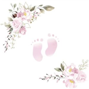 Serwetki, Stópki z kwiatem, różowe, 33 cm x 33 cm, 20 szt.