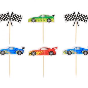 Pikery dekoracyjne, Wyścigi, 4x4x6.5 cm, 6 szt.