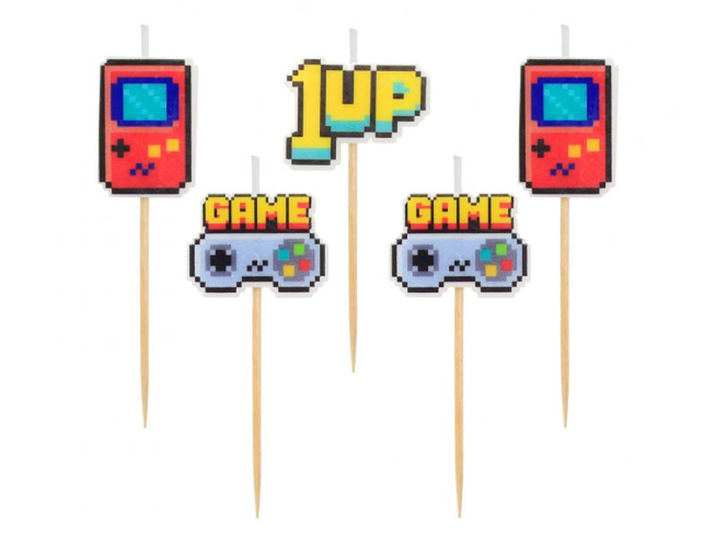 Świeczki urodzinowe "Pikery: Game On", 5 szt.