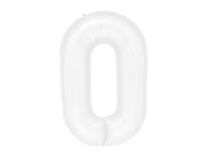 Balon foliowy "cyfra 0", biała, 100 cm