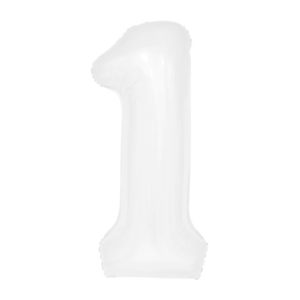 Balon foliowy "cyfra 1", biała, 100 cm