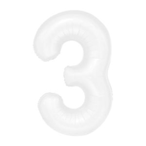 Balon foliowy "cyfra 3", biała, 100 cm