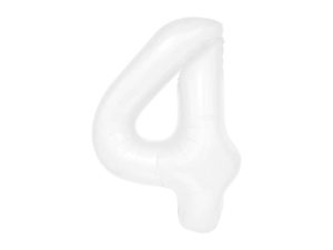 Balon foliowy "cyfra 4", biała, 100 cm
