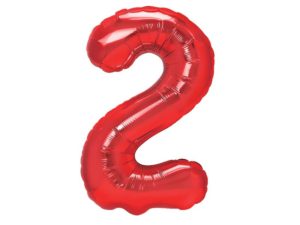 Balon foliowy "cyfra 2", czerwona, 100 cm