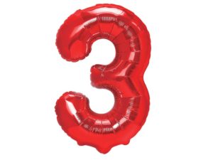 Balon foliowy "cyfra 3", czerwona, 100 cm
