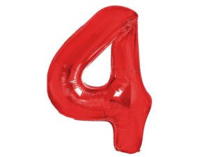 Balon foliowy "cyfra 4", czerwona, 100 cm