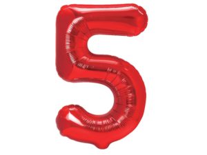 Balon foliowy "cyfra 5", czerwona, 100 cm