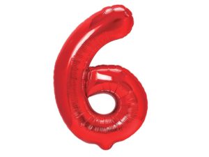 Balon foliowy "cyfra 6", czerwona, 100 cm