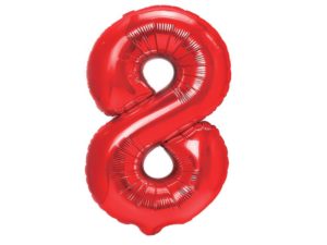 Balon foliowy "cyfra 8", czerwona, 100 cm