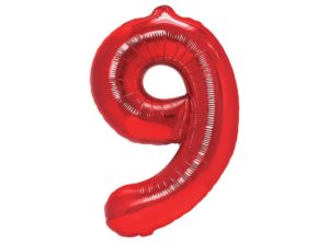 Balon foliowy "cyfra 9", czerwona, 100 cm