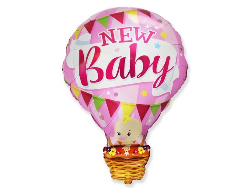 Balon foliowy "Bobas w balonie, New Baby, różowy", 24 cale