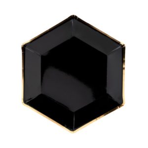 Talerzyki, Let's Celebrate, złoty ornament, czarny, 20 cm, 6 szt.