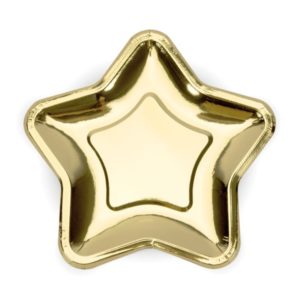 Talerzyki, Gwiazdka, złoty, 23 cm, 6 szt.