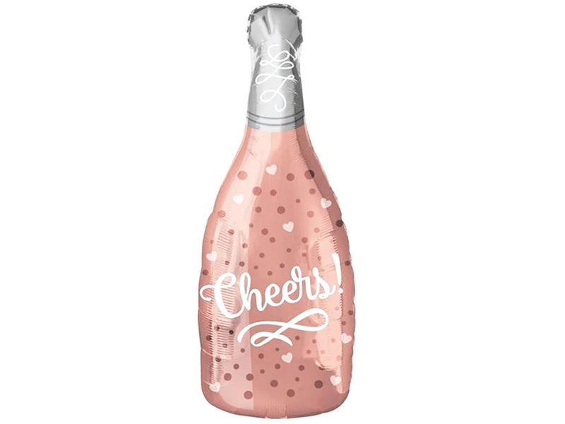 Balon foliowy "Szampan Cheers", jasno różowy, 98 cm x 49 cm