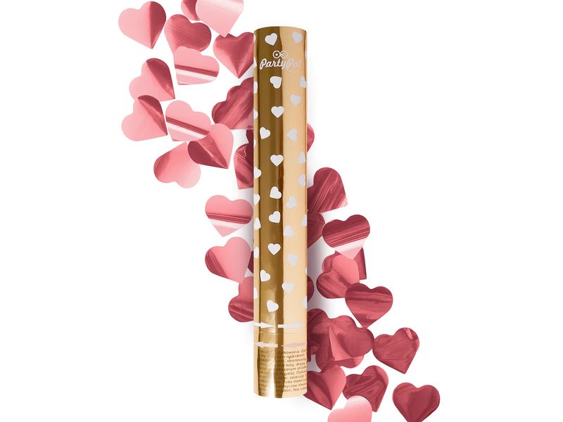 Konfetti pneumatyczne, serca różowo złote, 40 cm