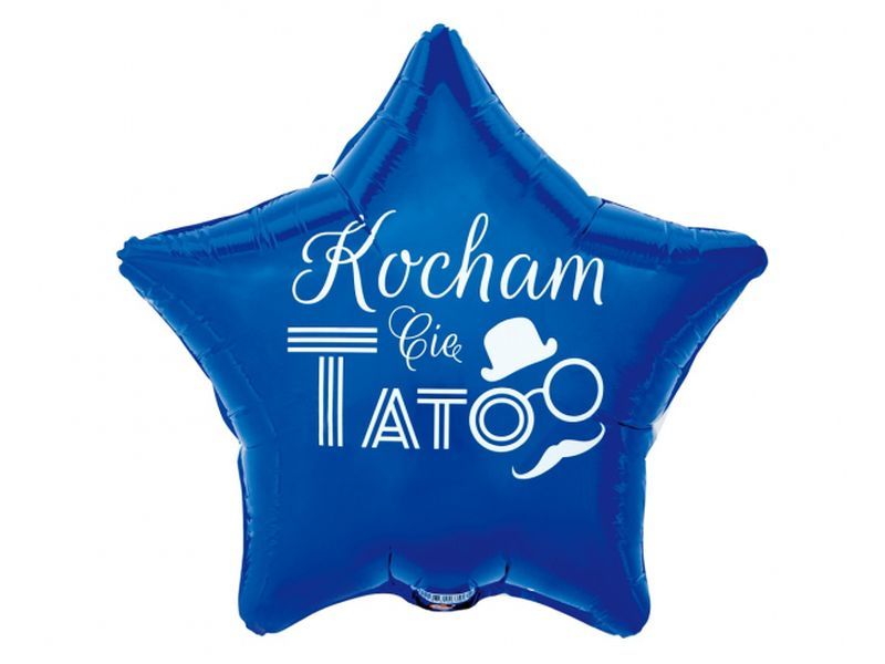 Balon foliowy gwiazda, "Kocham Cię Tato", niebieski, 45 cm (18 cali)