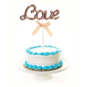 Topper na tort z napisem "Love", różowo złoty