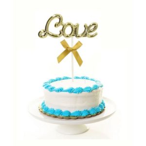Topper na tort z napisem "Love", złoty