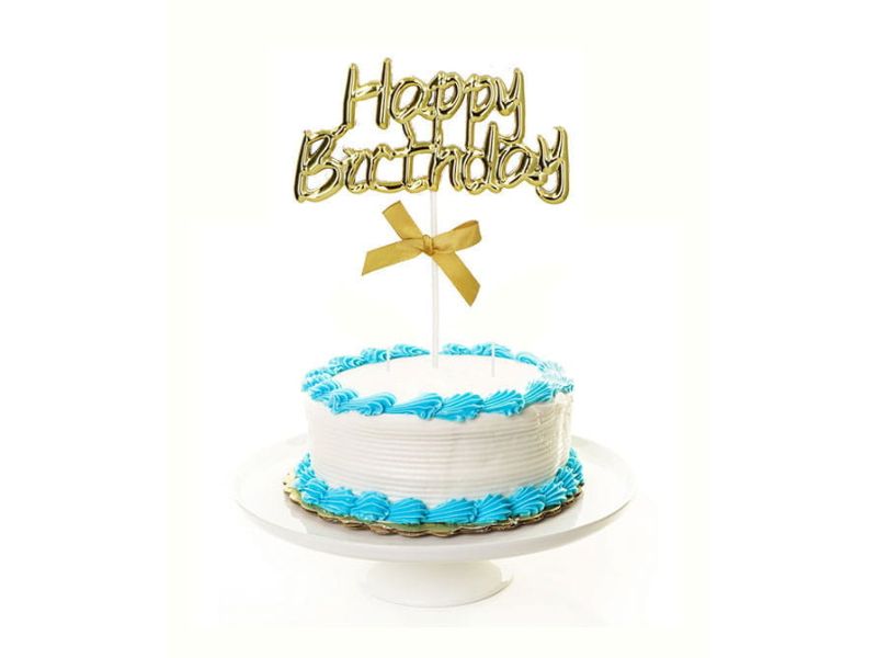 Topper na tort z napisem "Happy Birthday", złoty