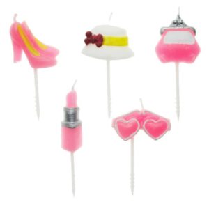 Świeczki urodzinowe Akcesoria kobiece, różowe, 5 szt.