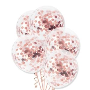 Balon lateksowy z konfetti, różowo złoty, 26 cm (12 cali), 1 szt. [400424]