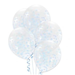 Balon lateksowy z konfetti, jasno niebieski, 26 cm (12 cali), 1 szt. [400481]
