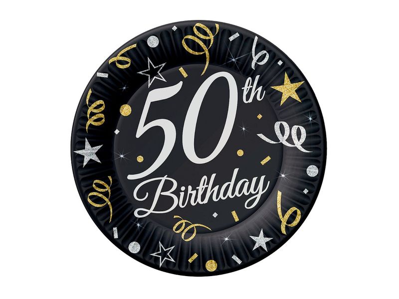 Talerzyki, B&C 50 Birthday, 23 cm, 6 szt.
