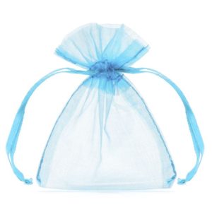 Woreczki z organzy "duże", 10 cm x 15 cm, jasno niebieskie, 10 szt.