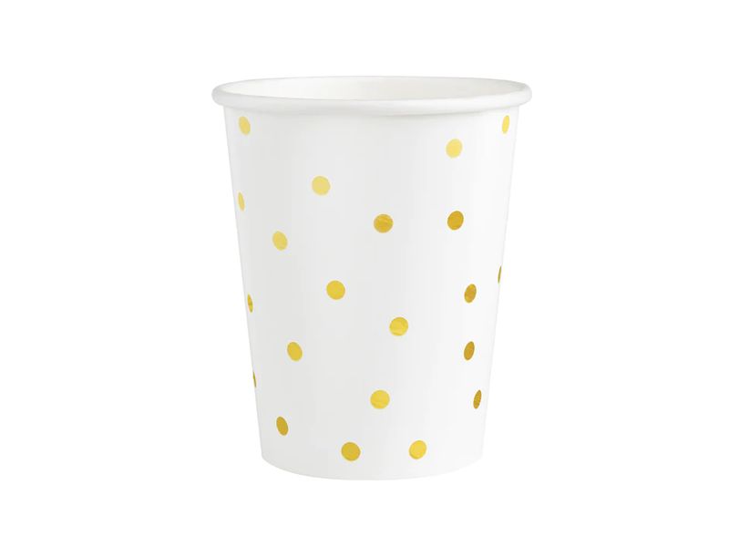 Kubeczki, biały w złote kropki, 220 ml, 6 szt.
