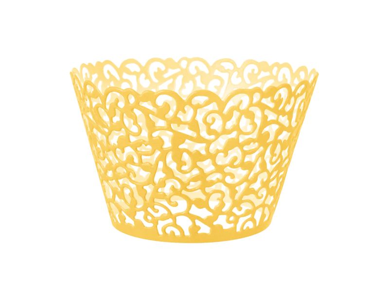 Papilotki do muffinek (foremki), Koronkowe - złote, 10 szt.