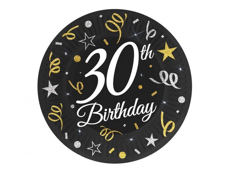 Talerzyki, B&C 30th Birthday, 18 cm, 6 szt.