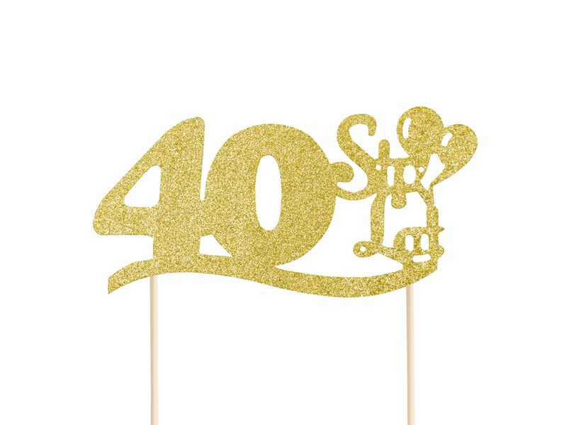 Topper na tort, "40 Sto Lat", 19 cm x 14 cm, złoty